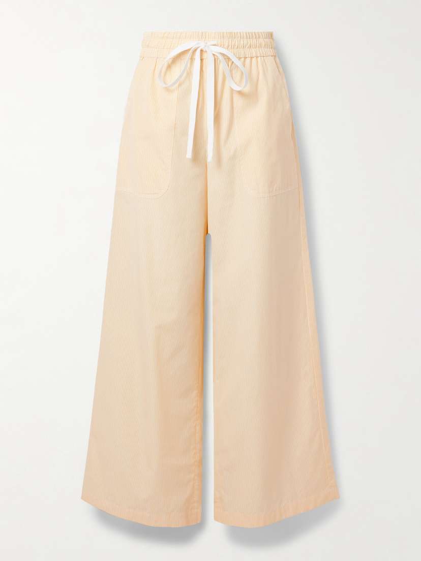 TWP Main St. Striped Cotton-poplin Wide-leg Pants