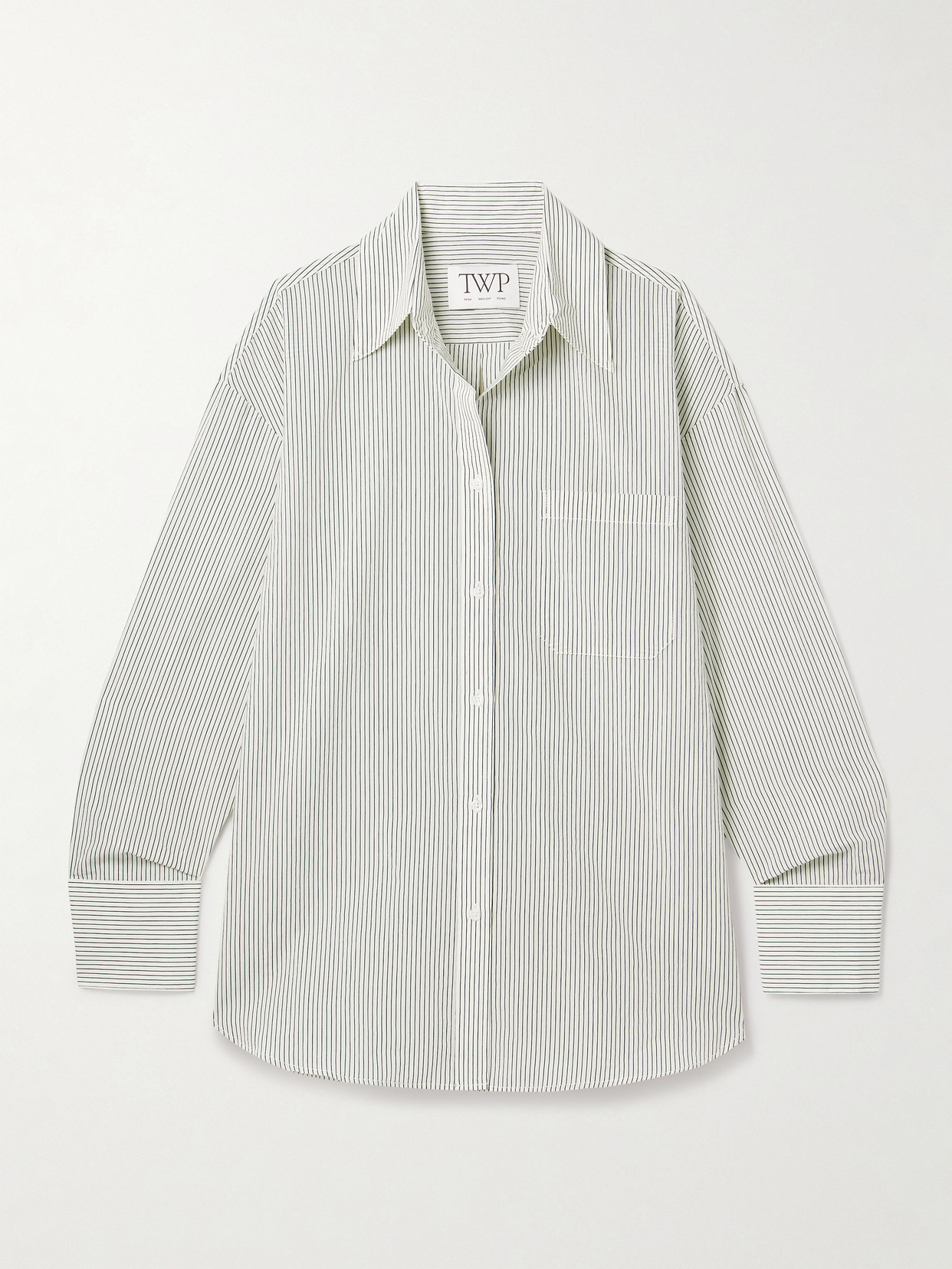 Twp Big Joe Oversized Striped Cotton-blend Shirt In White