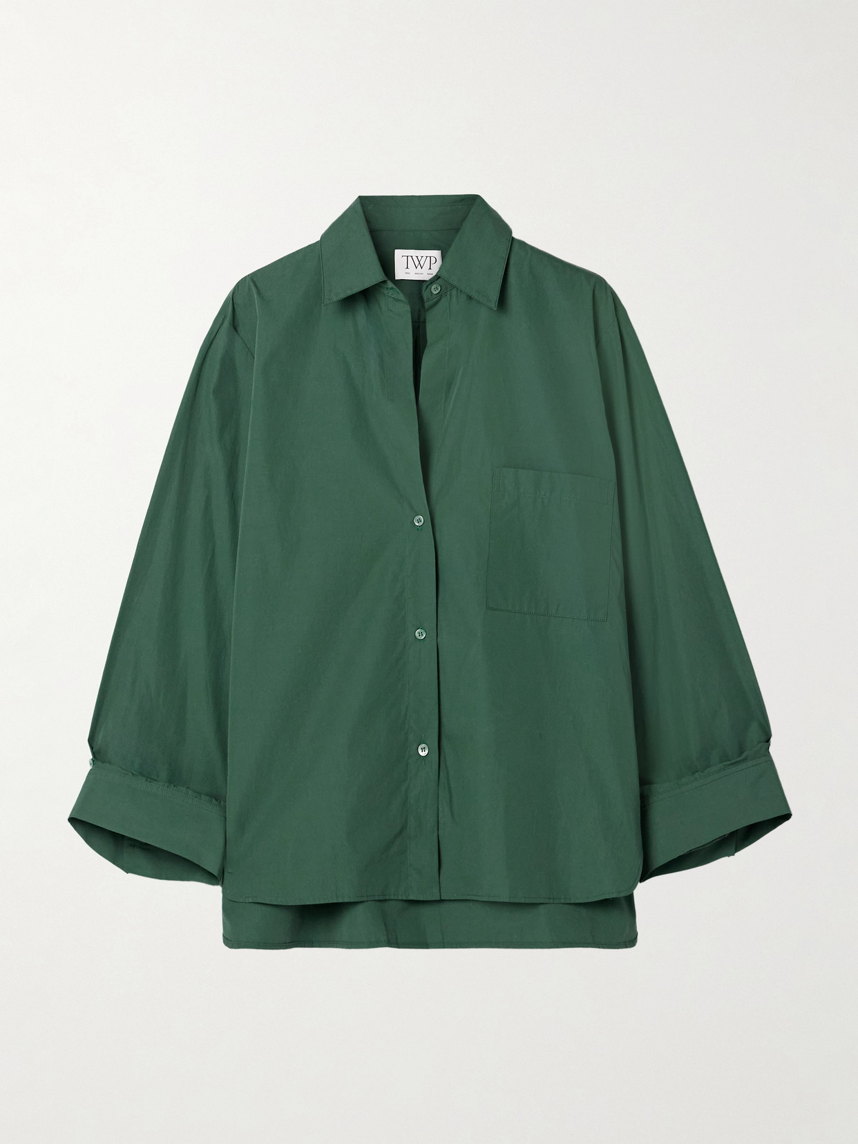 Twp Next Morning Cotton-poplin Shirt In Green