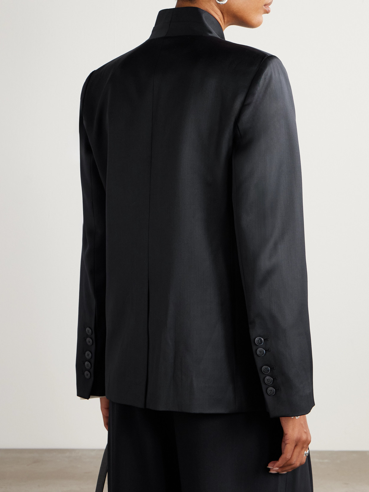 Twp New Dinner Wool-satin Jacket In Black