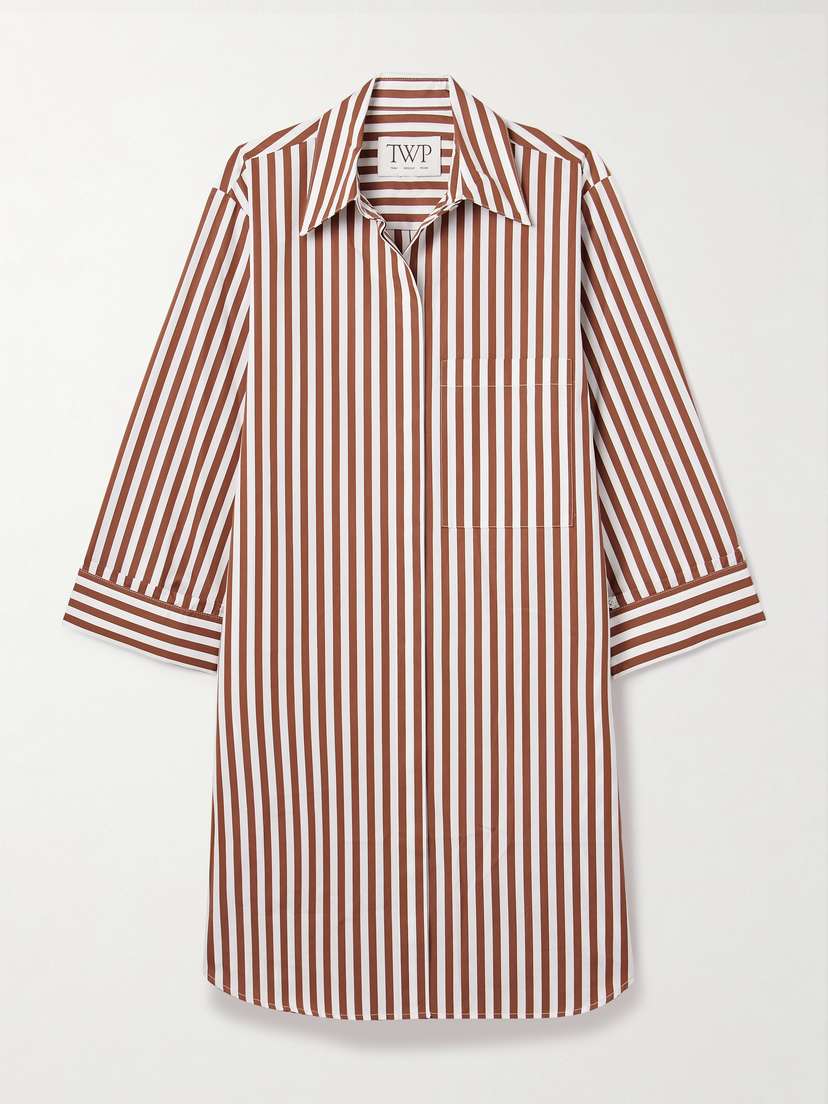 TWP Morning After Striped Cotton-poplin Shirt Dress