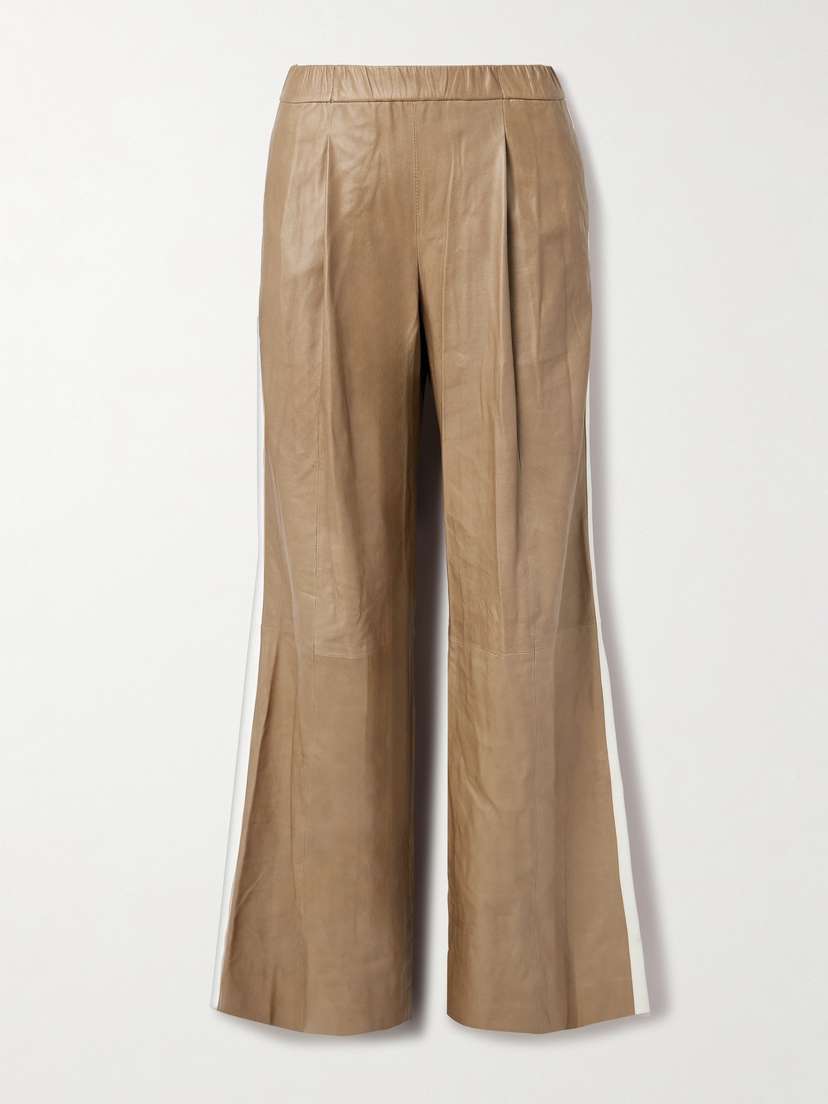 TWP Eva Pleated Crinkled-leather Wide-leg Pants