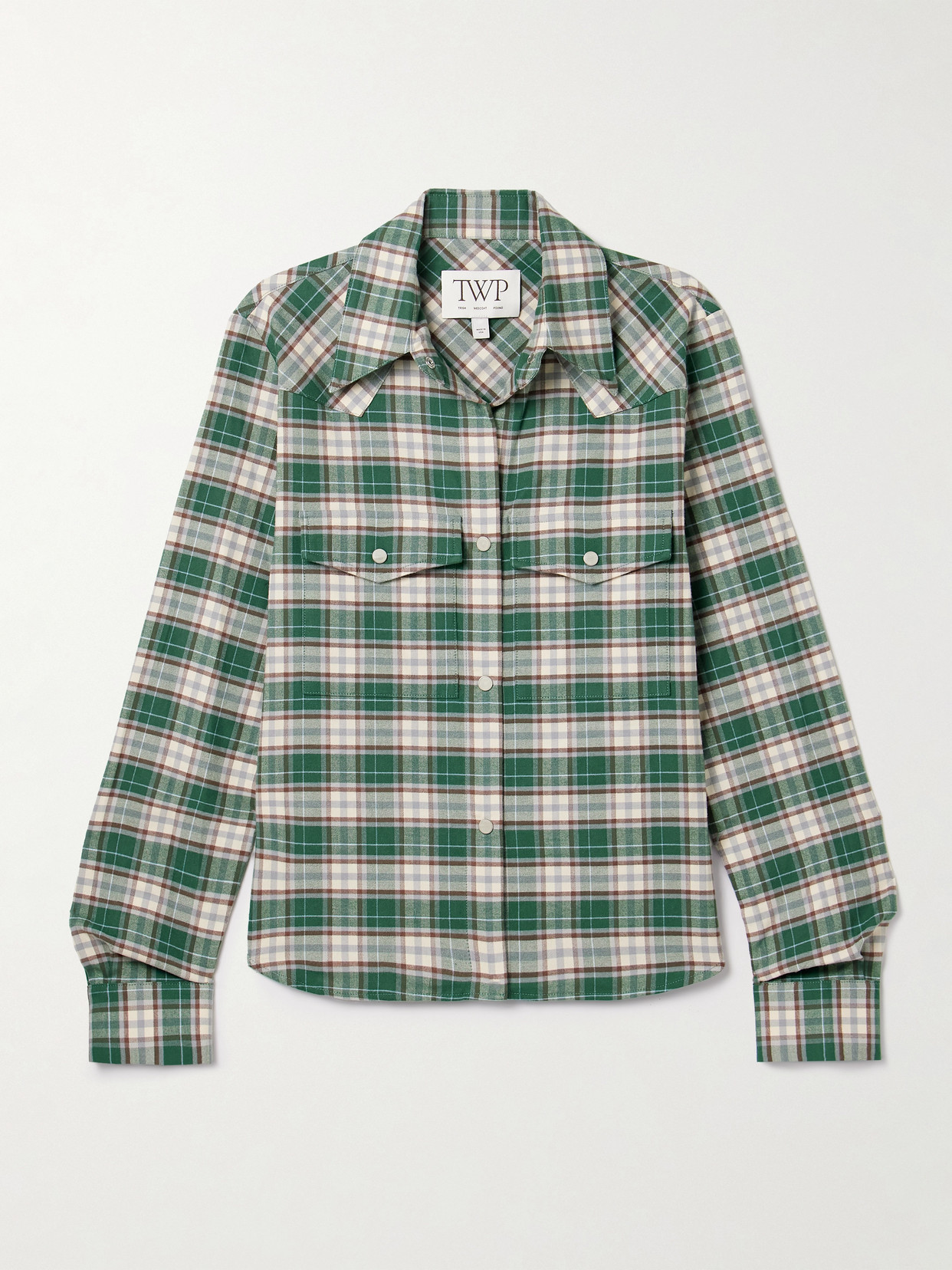 Twp New Carter Checked Cotton-flannel Shirt In Green