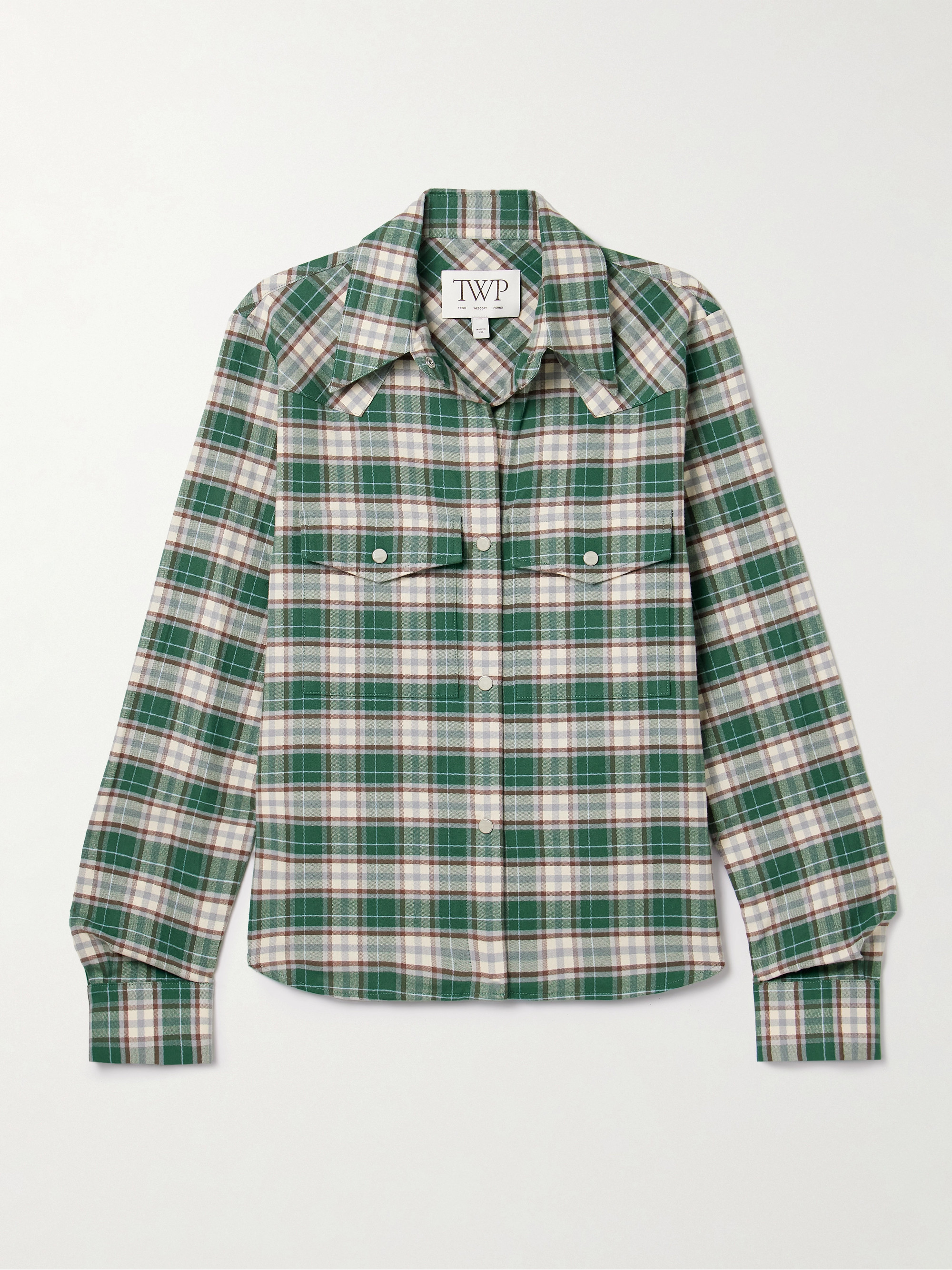 TWP New Carter checked cotton-flannel shirt