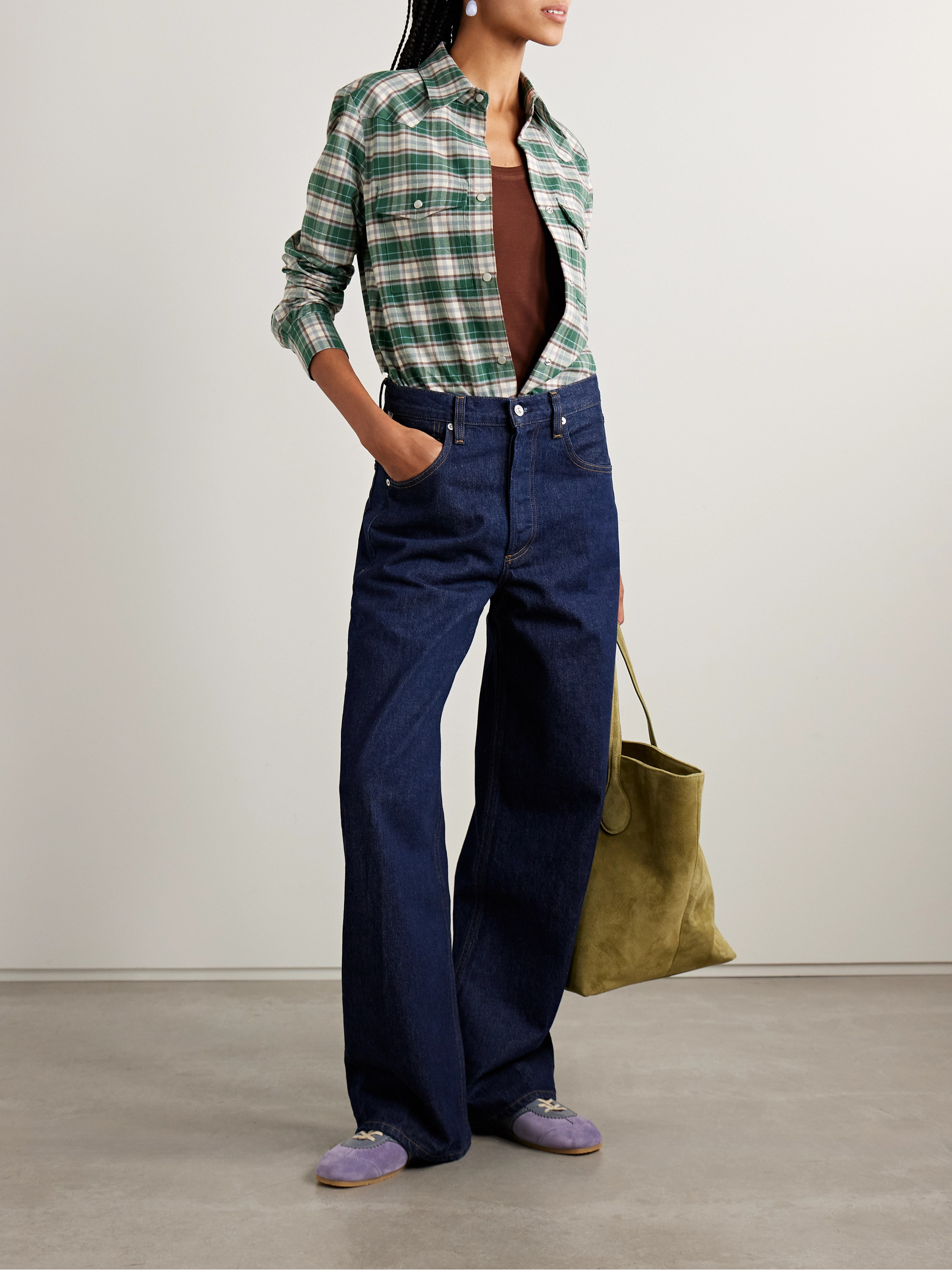 TWP New Carter checked cotton-flannel shirt