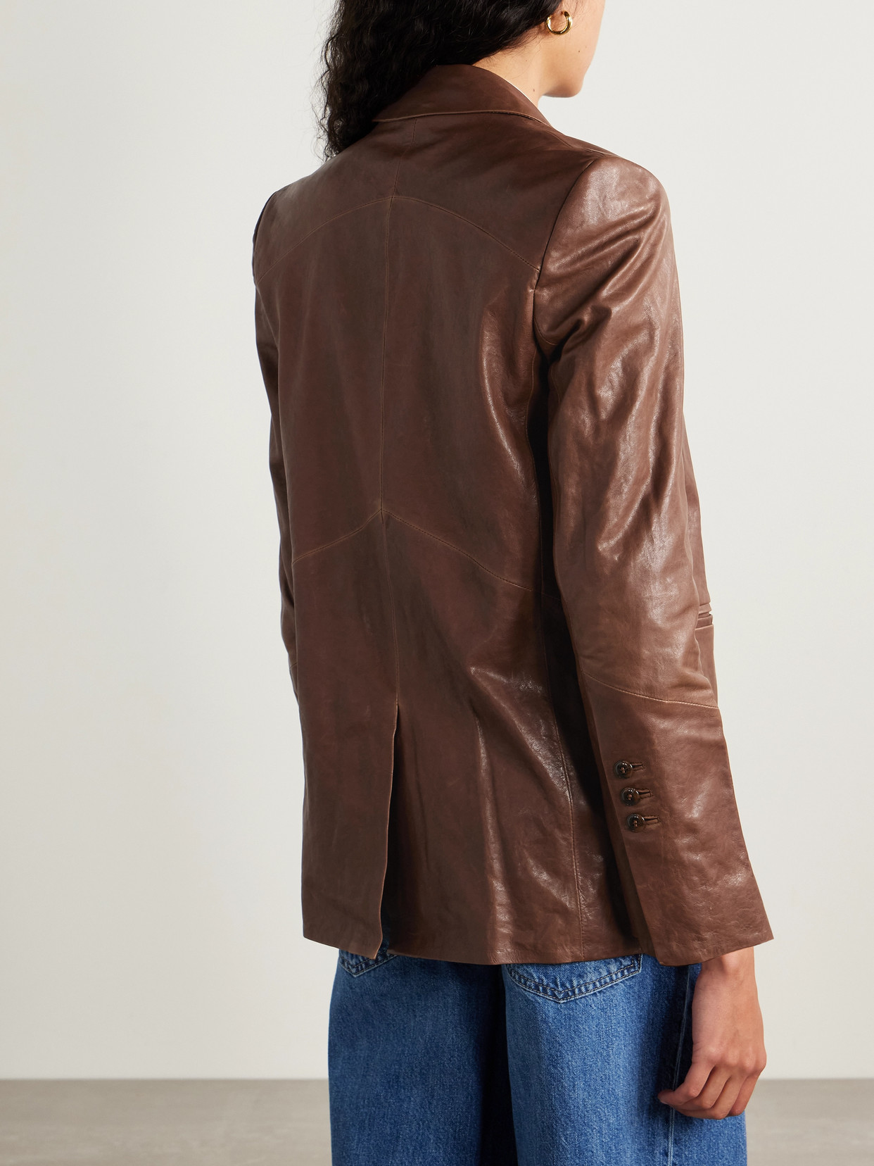 Twp James Leather Blazer In Brown