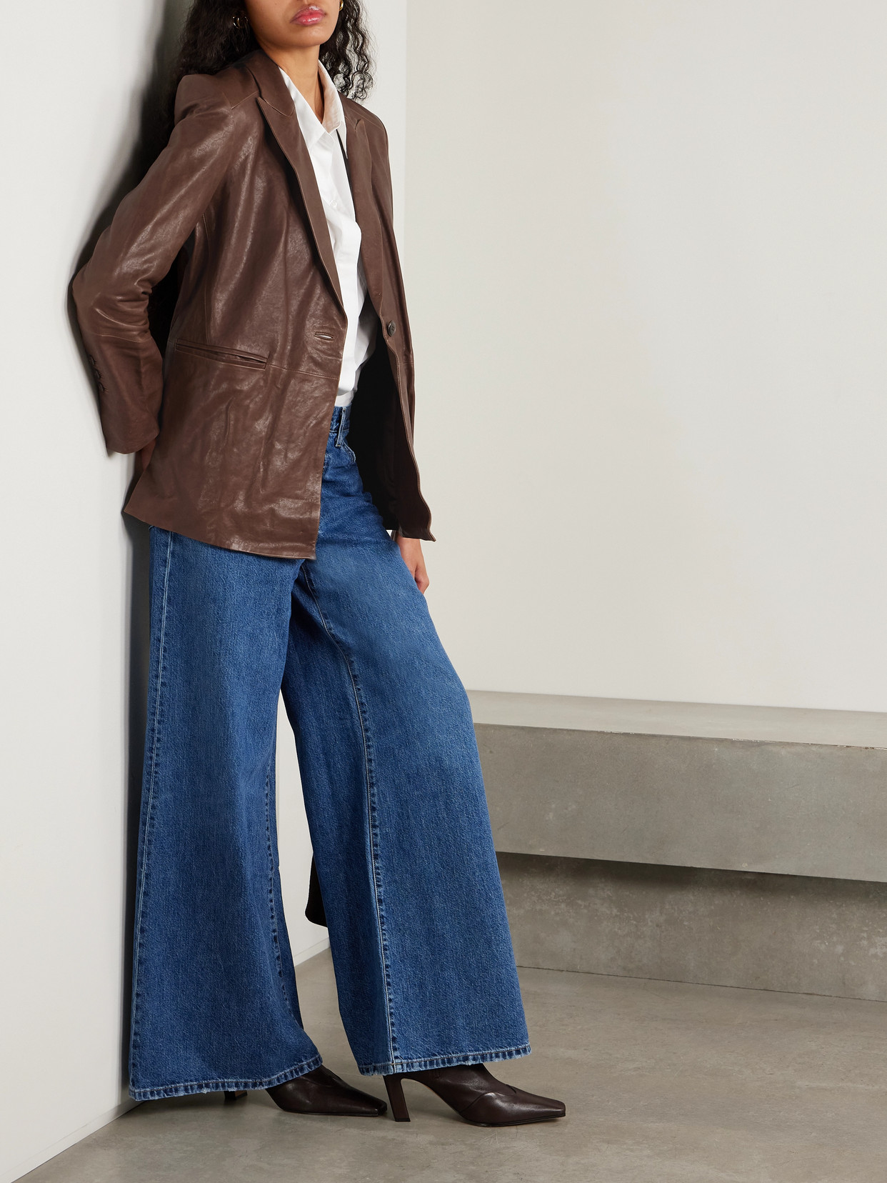 Twp James Leather Blazer In Brown