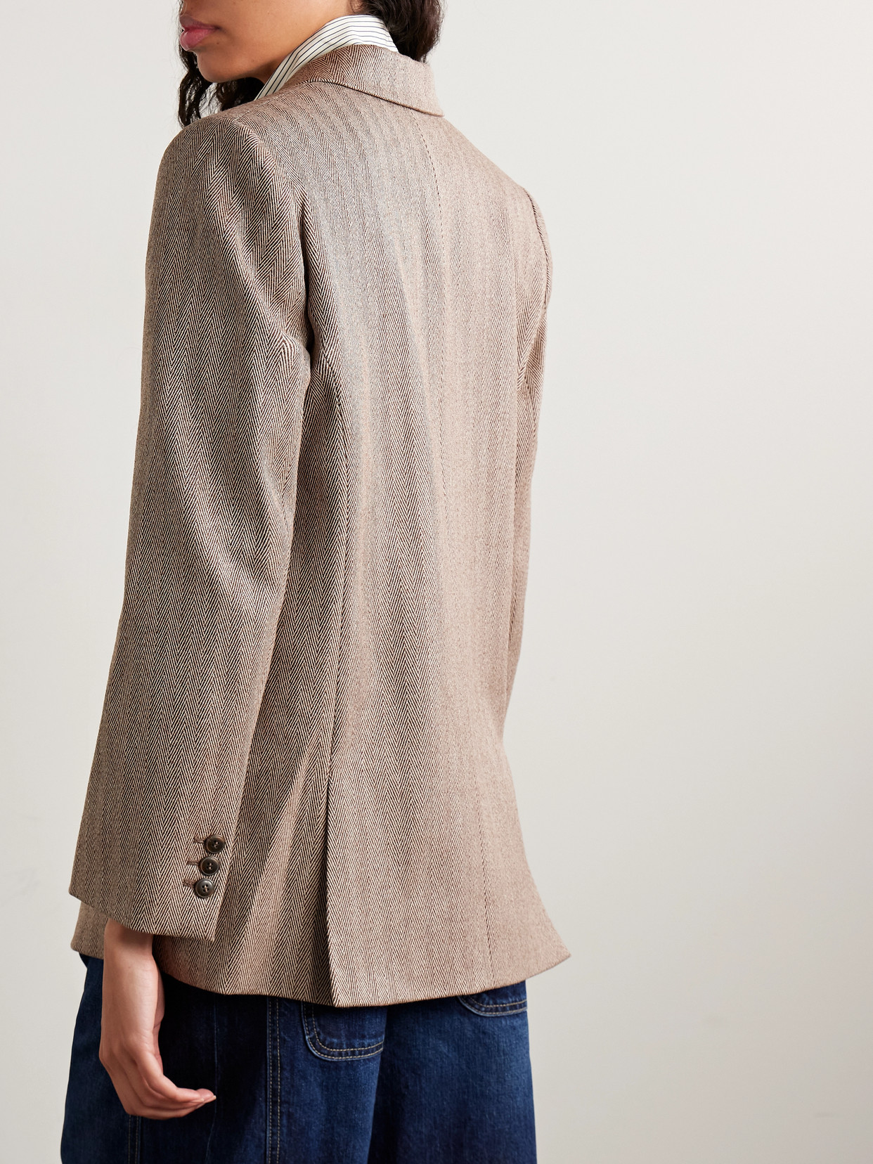Twp Girl Boy Girl Oversized Herringbone Wool-blend Blazer In Neutral