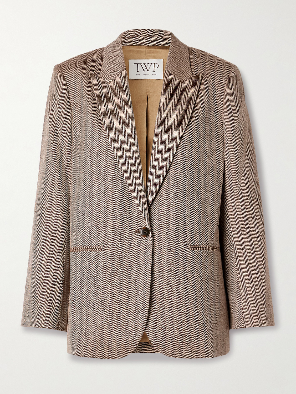Twp Girl Boy Girl Oversized Herringbone Wool-blend Blazer In Neutral
