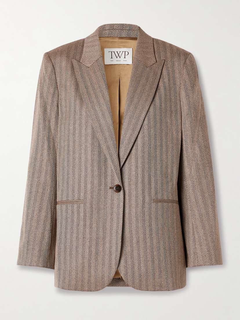 TWP Girl Boy Girl Oversized Herringbone Wool-blend Blazer