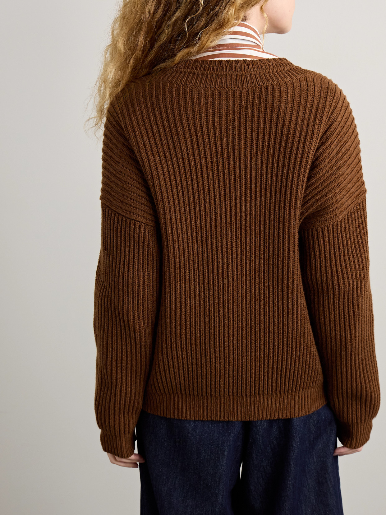 Twp Ribbed Cashmere Cardigan In Brown