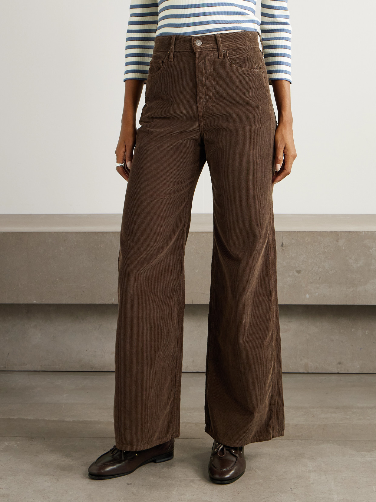 Veronica Beard Taylor Cotton-corduroy Wide-leg Pants In Brown