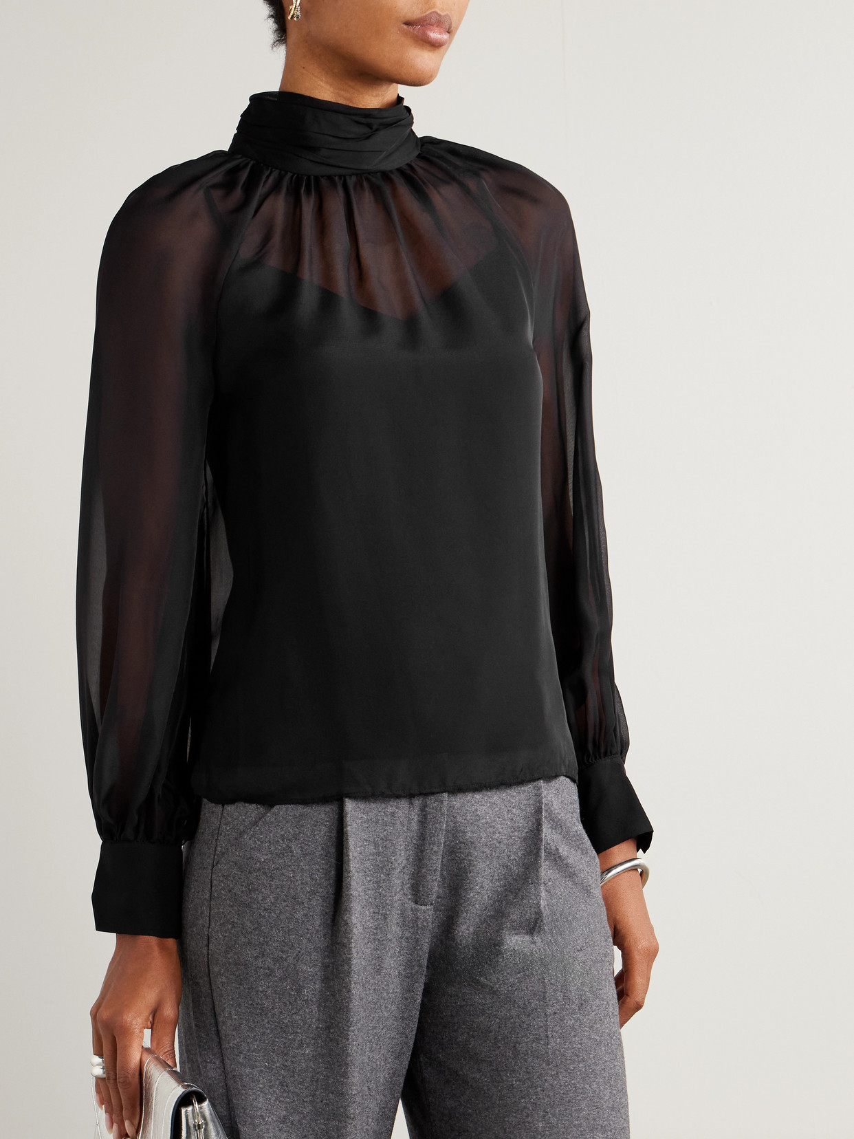 Alyssa Silk-Chiffon Blouse