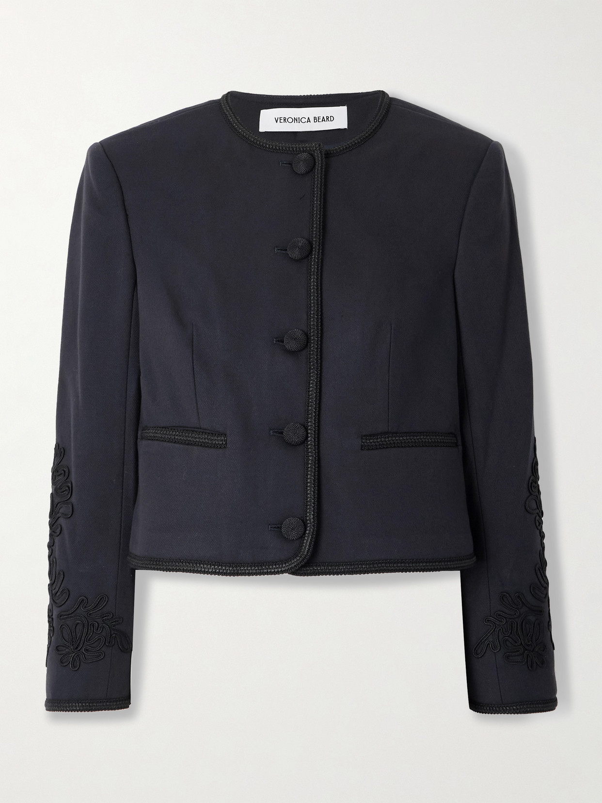 Veronica Beard Latrell Embroidered Woven Jacket In Blue