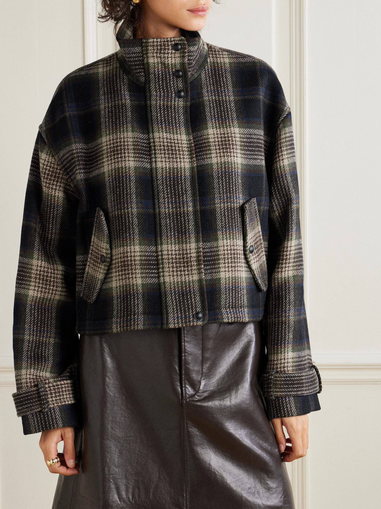 Veronica Beard Bateman Checked Wool-blend Jacket In Black
