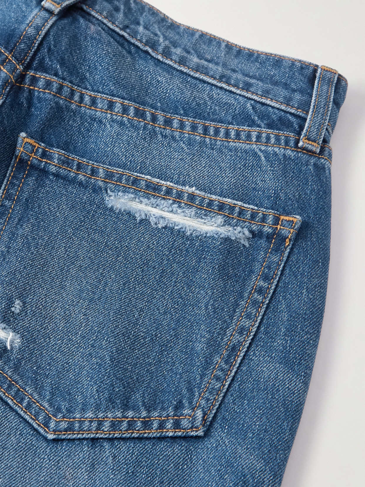 Dylan Distressed High-Rise Straight-Leg Jeans