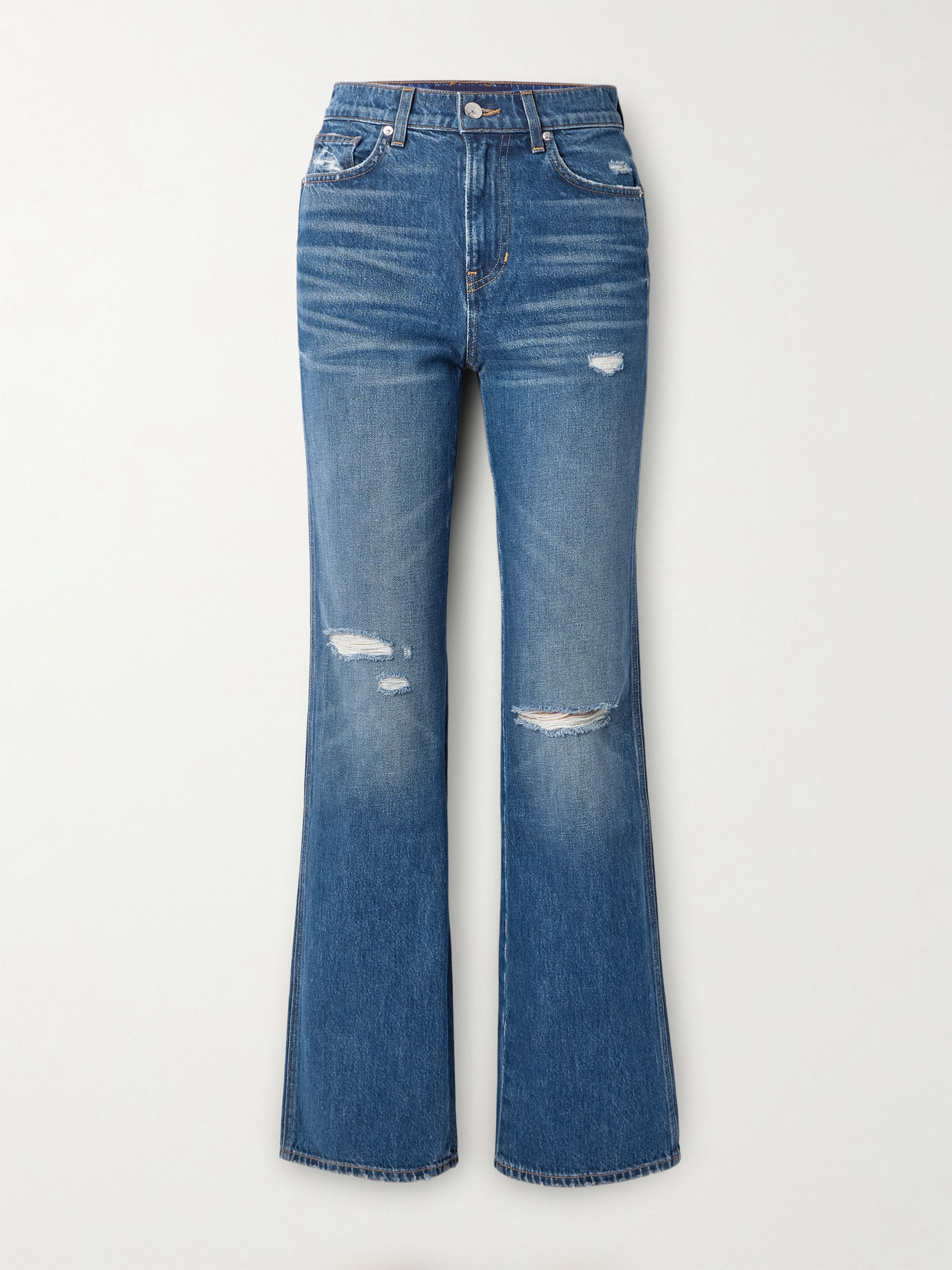 Dylan Distressed High-Rise Straight-Leg Jeans