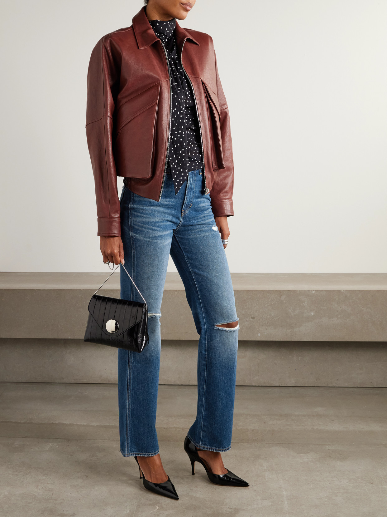 Dylan Distressed High-Rise Straight-Leg Jeans