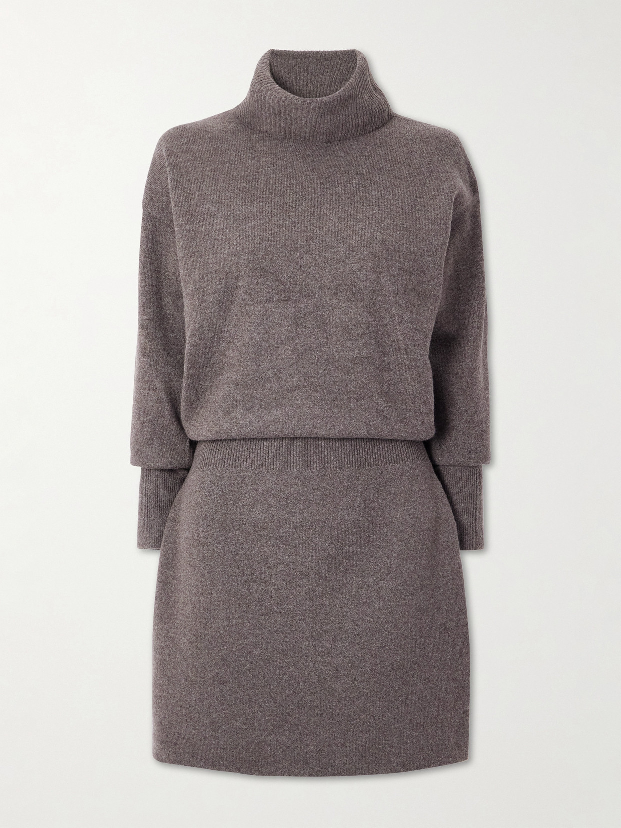 Veronica Beard Cassidy Merino Wool And Cashmere-blend Turtleneck Mini Dress In Gray
