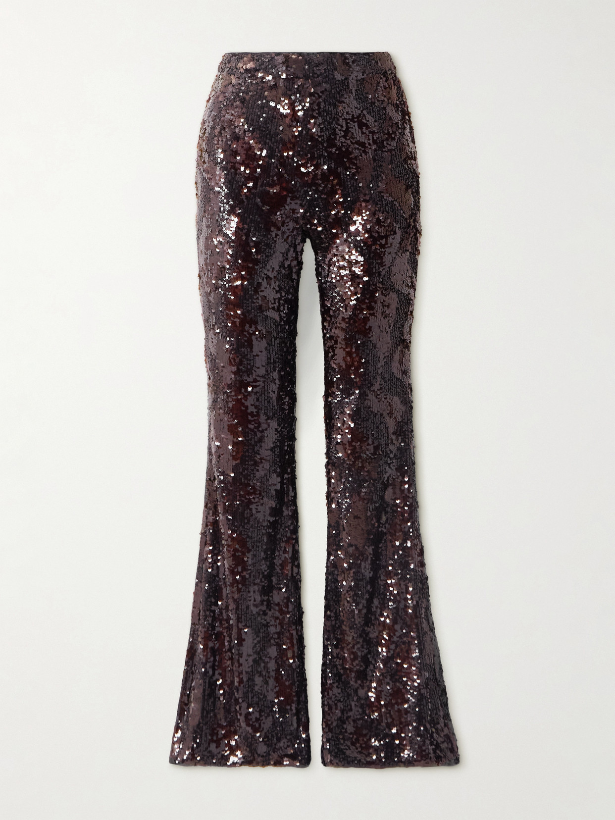 Veronica Beard Collier Sequined Satin Flared Pants In Burgundy