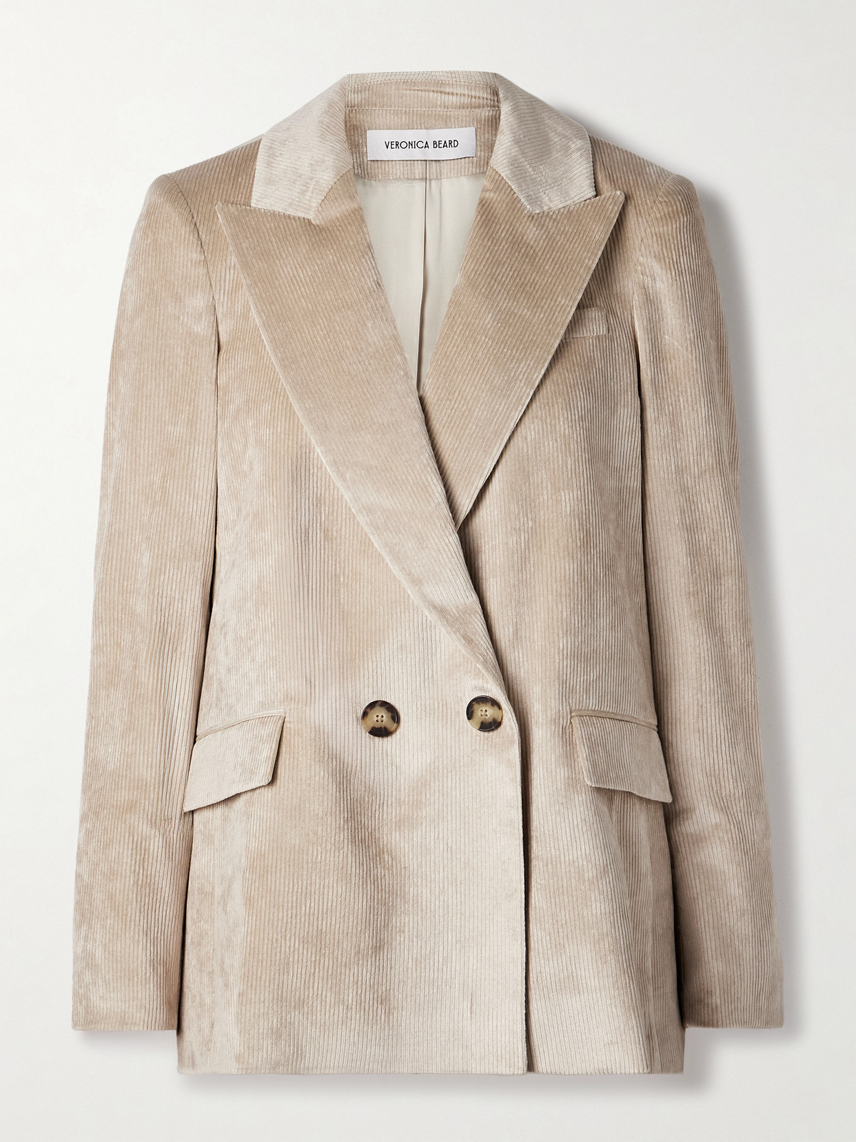 Veronica Beard Sevyn Dickey Double-breasted Cotton-blend Corduroy Blazer In Neutral