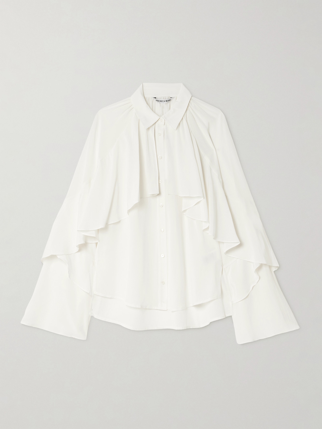 Veronica Beard Demaris Ruffled Stretch-silk Blouse In White