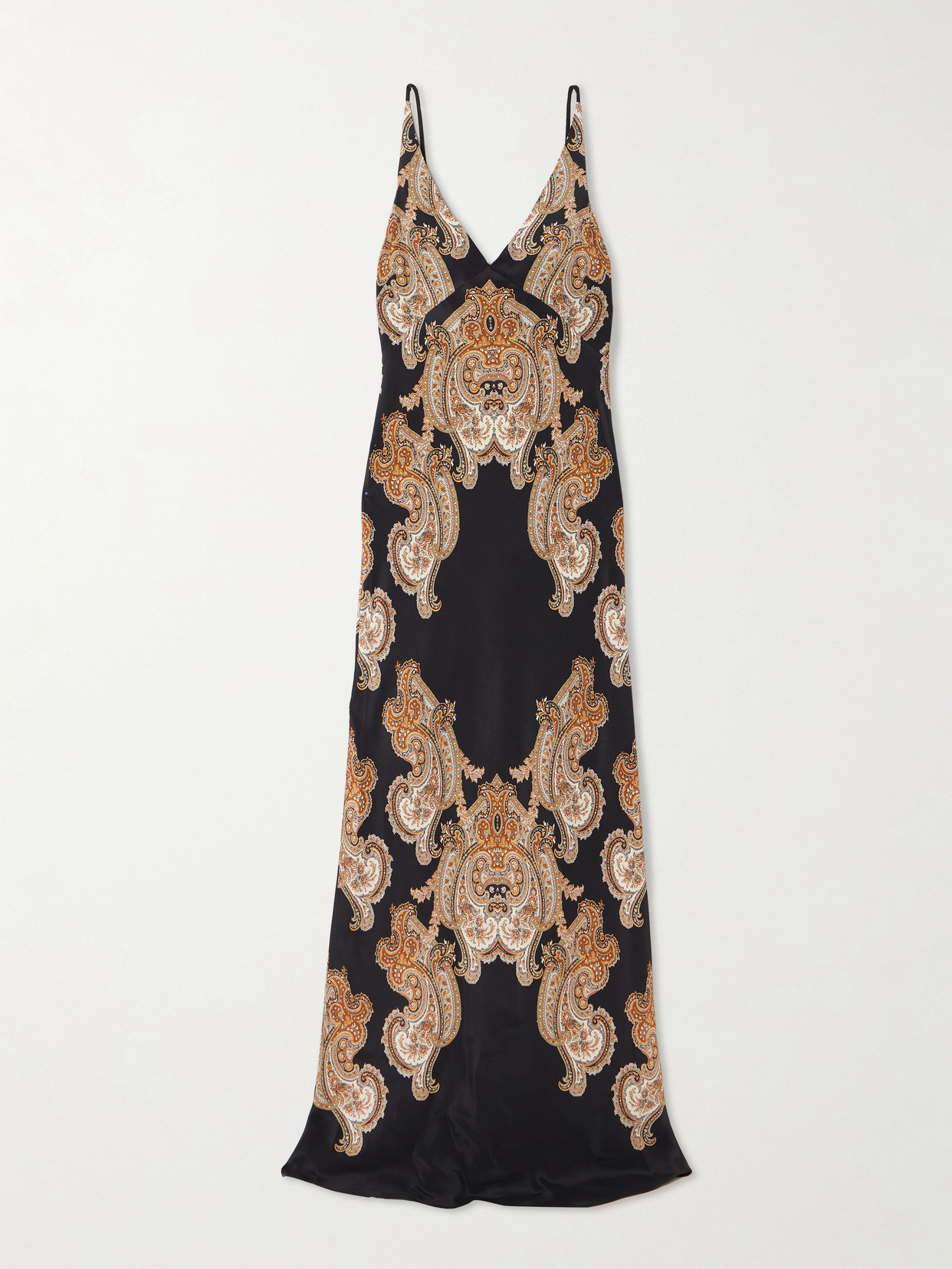 Veronica Beard Donelle Paisley-print Silk-blend Satin Maxi Dress In Multi