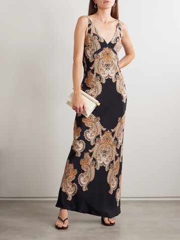 Veronica Beard Donelle paisley-print silk-blend satin maxi dress