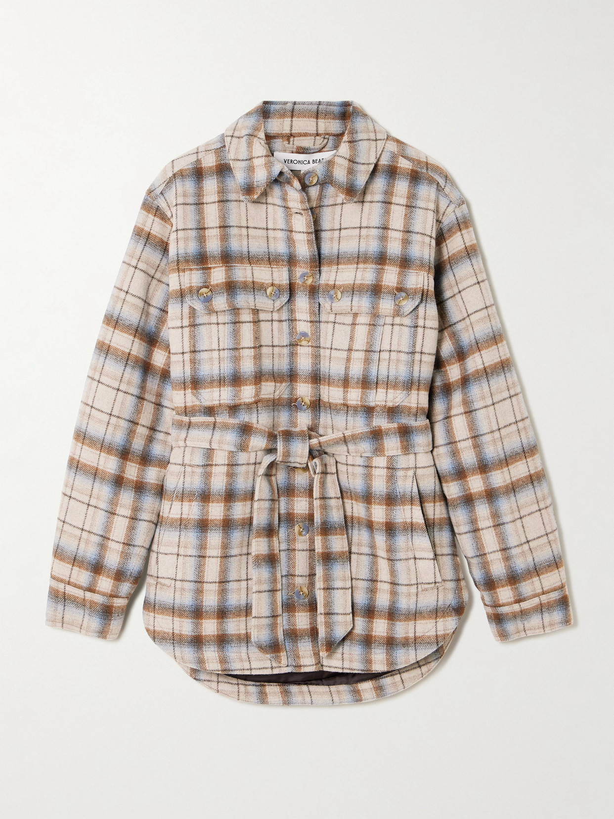 Veronica Beard Mikaela Belted Checked Flannel Jacket In Multi