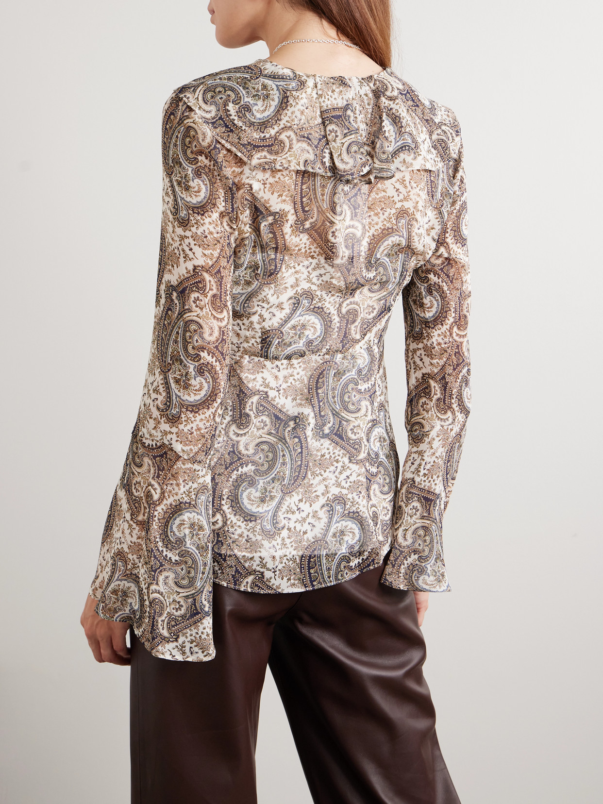 Veronica Beard Kyrie Ruffled Paisley-print Silk-georgette Blouse In Multi