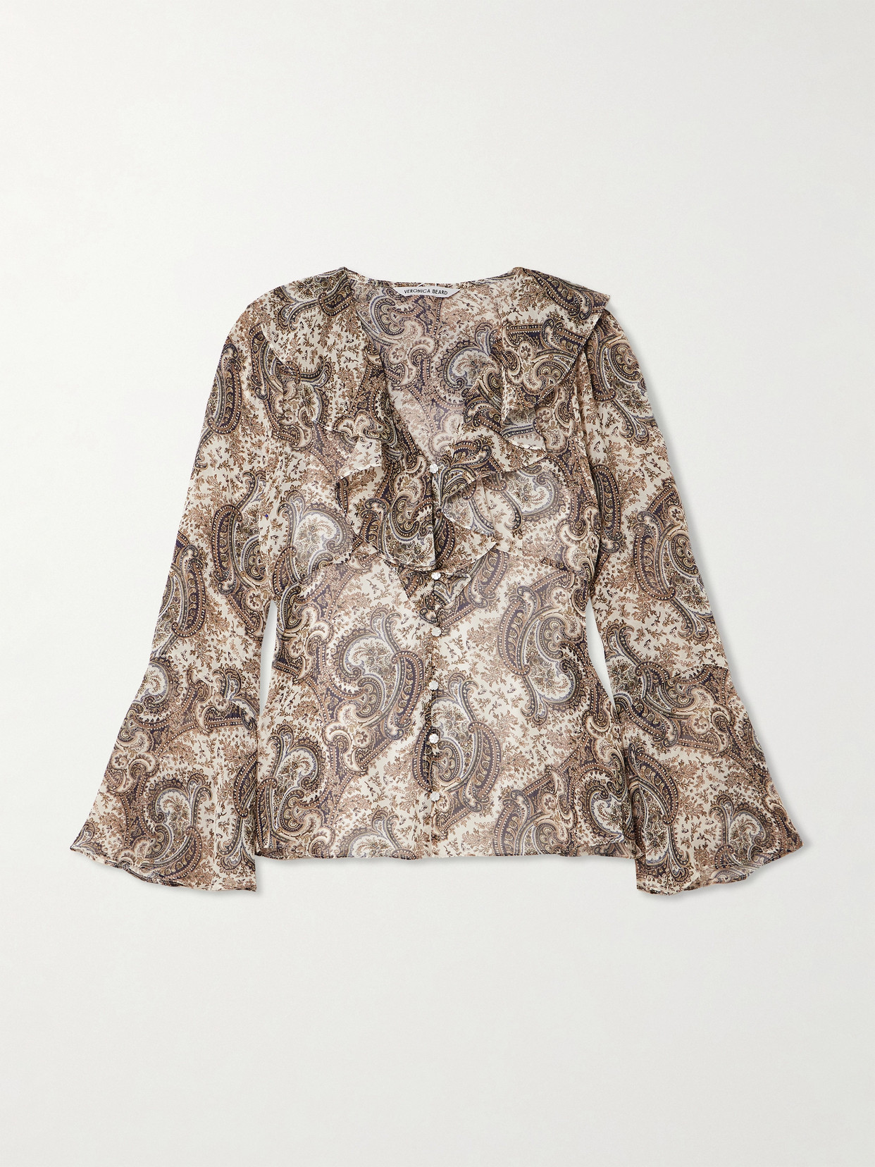 Veronica Beard Kyrie Ruffled Paisley-print Silk-georgette Blouse In Multi