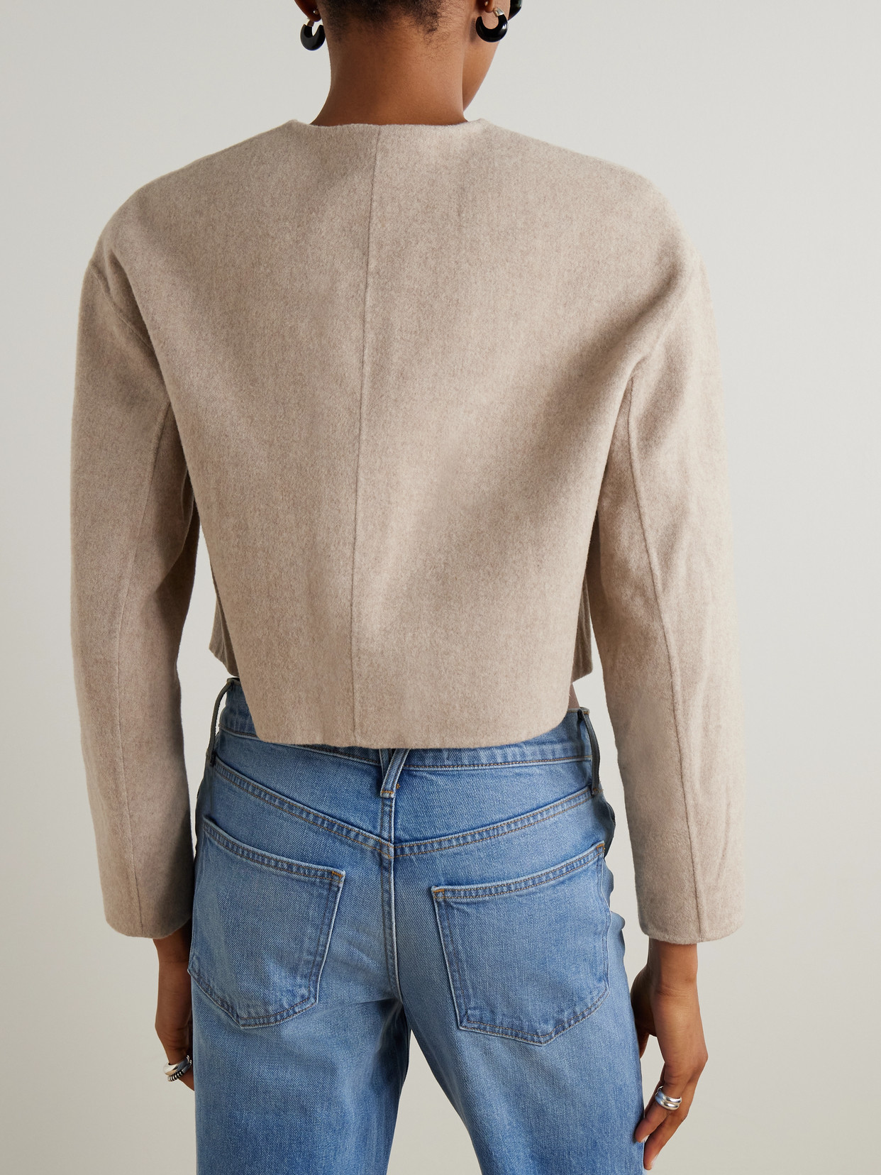 Veronica Beard Philips Cropped Wool-blend Jacket In Neutral