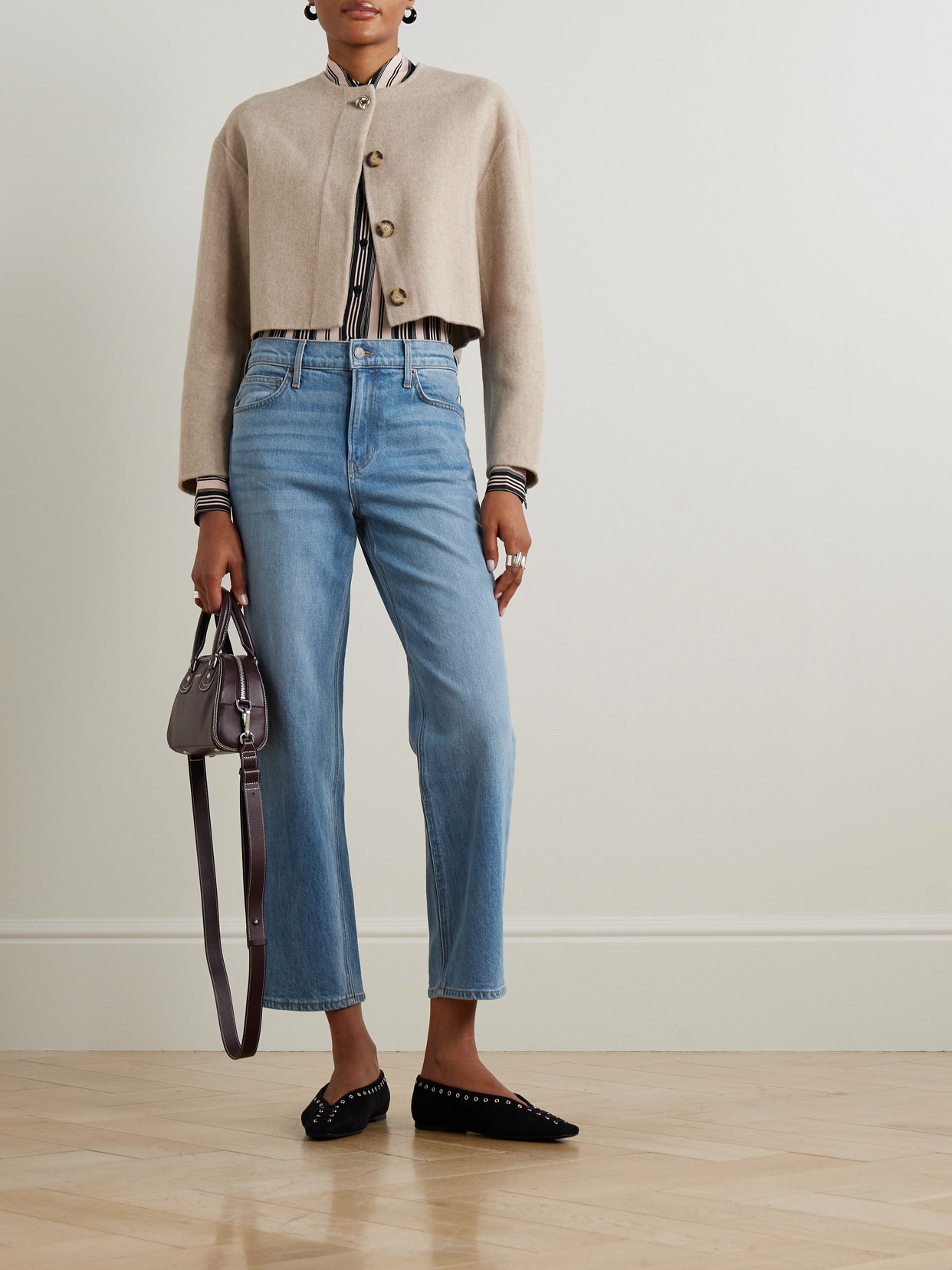 Veronica Beard Philips Cropped Wool-blend Jacket In Neutral