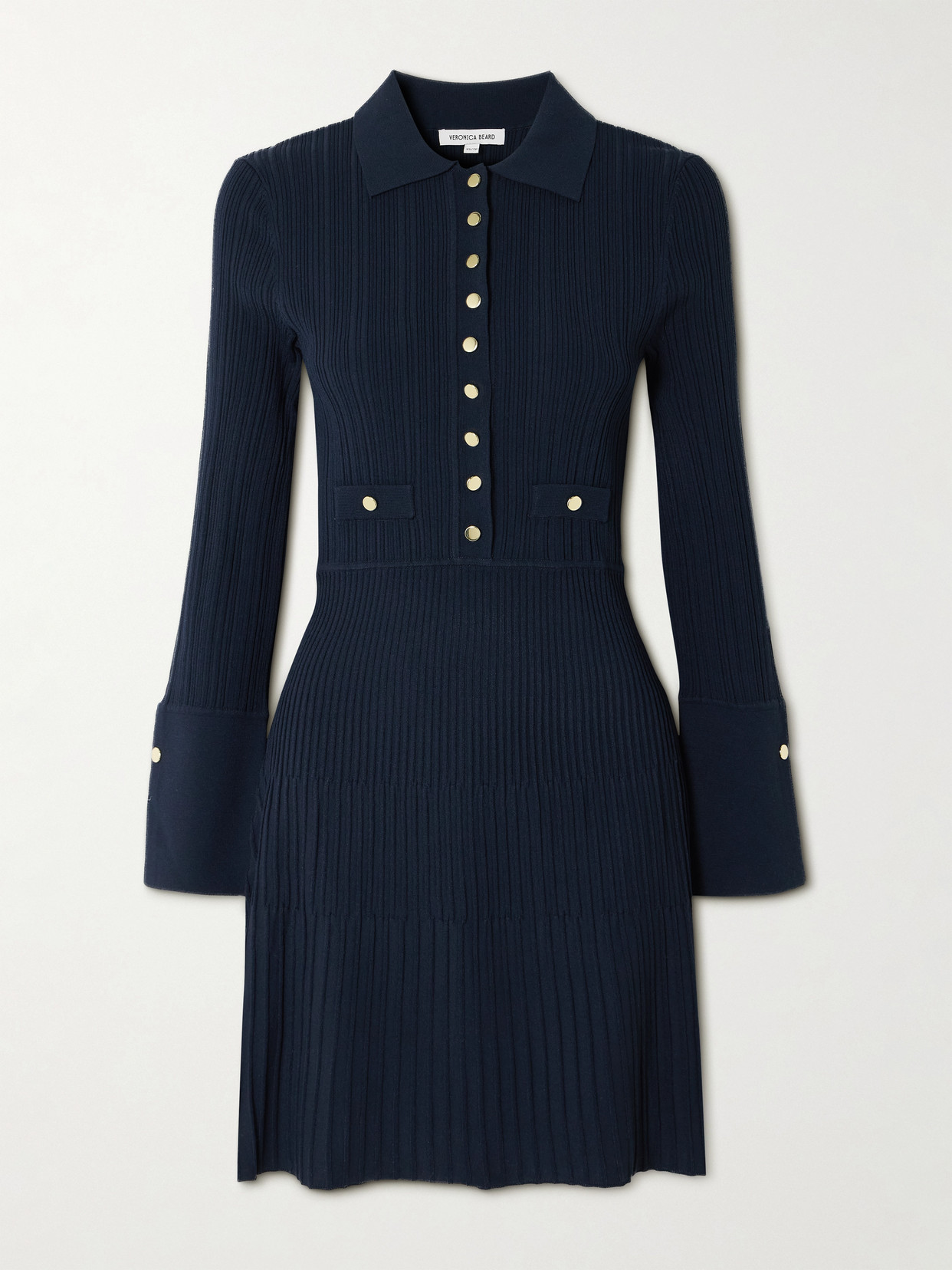 Veronica Beard Lauper Ribbed-knit Mini Dress In Blue
