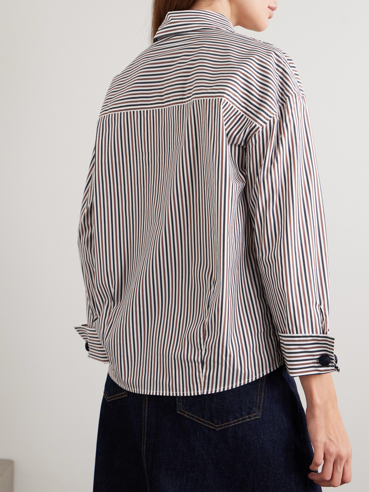 Veronica Beard Draymond Striped Stretch Cotton-blend Poplin Shirt In Multi