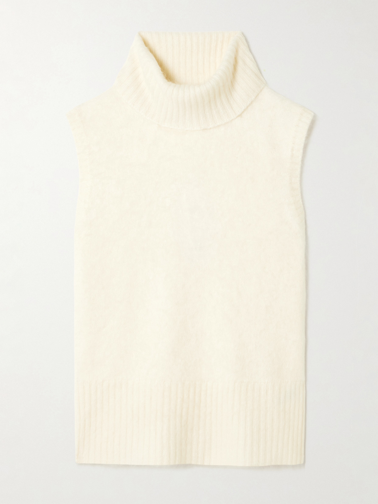 Veronica Beard Mazzy Brushed-cashmere Turtleneck Tank In White