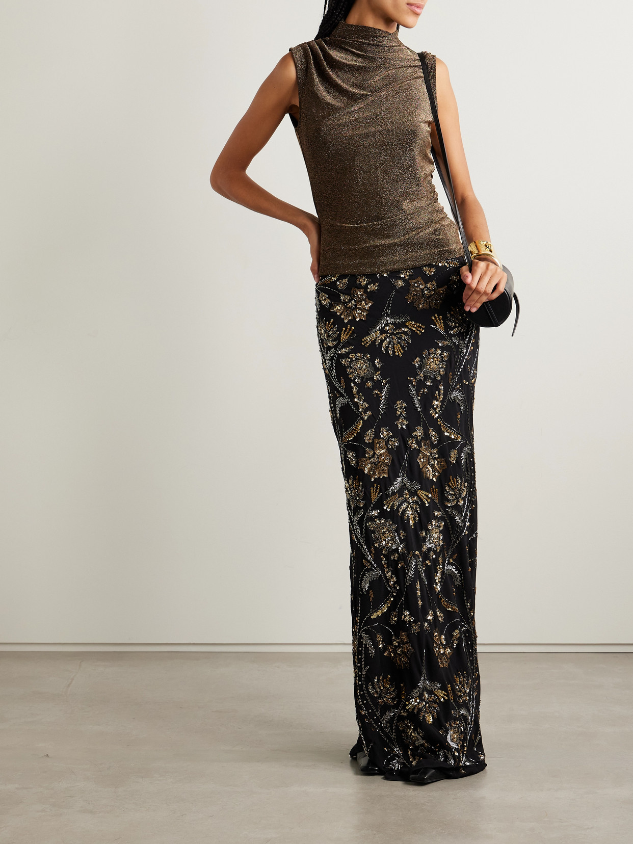 Veronica Beard Mylie Sleeveless Top In Antique Gold Lurex In Brown