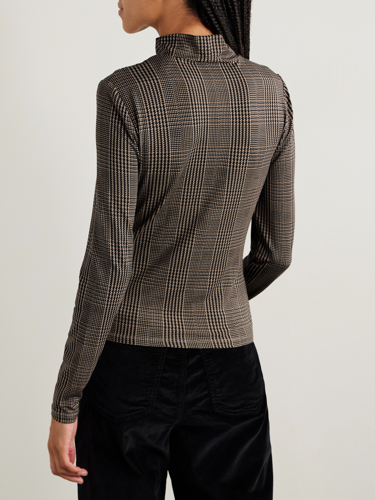 Veronica Beard Nate Prince Of Wales Stretch-lyocell Top In Brown