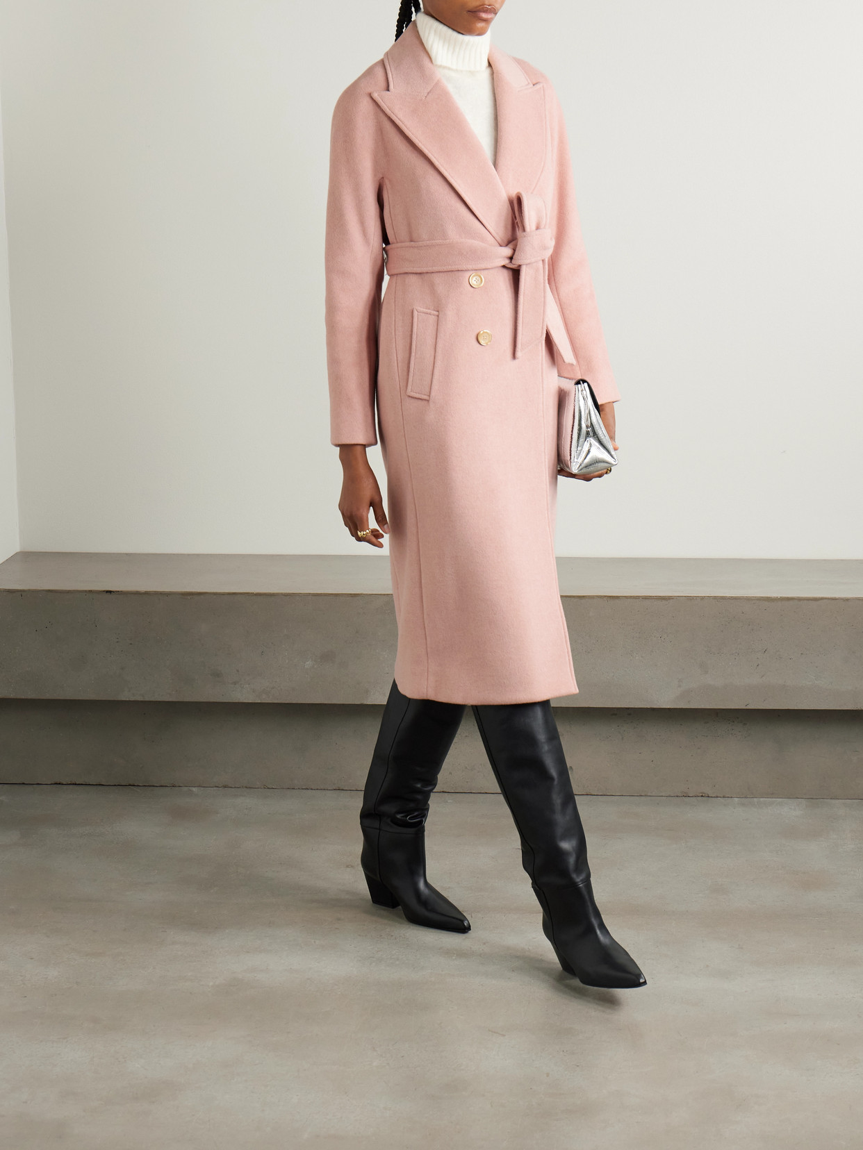 Veronica Beard Della Double-breasted Woven Coat In Pink