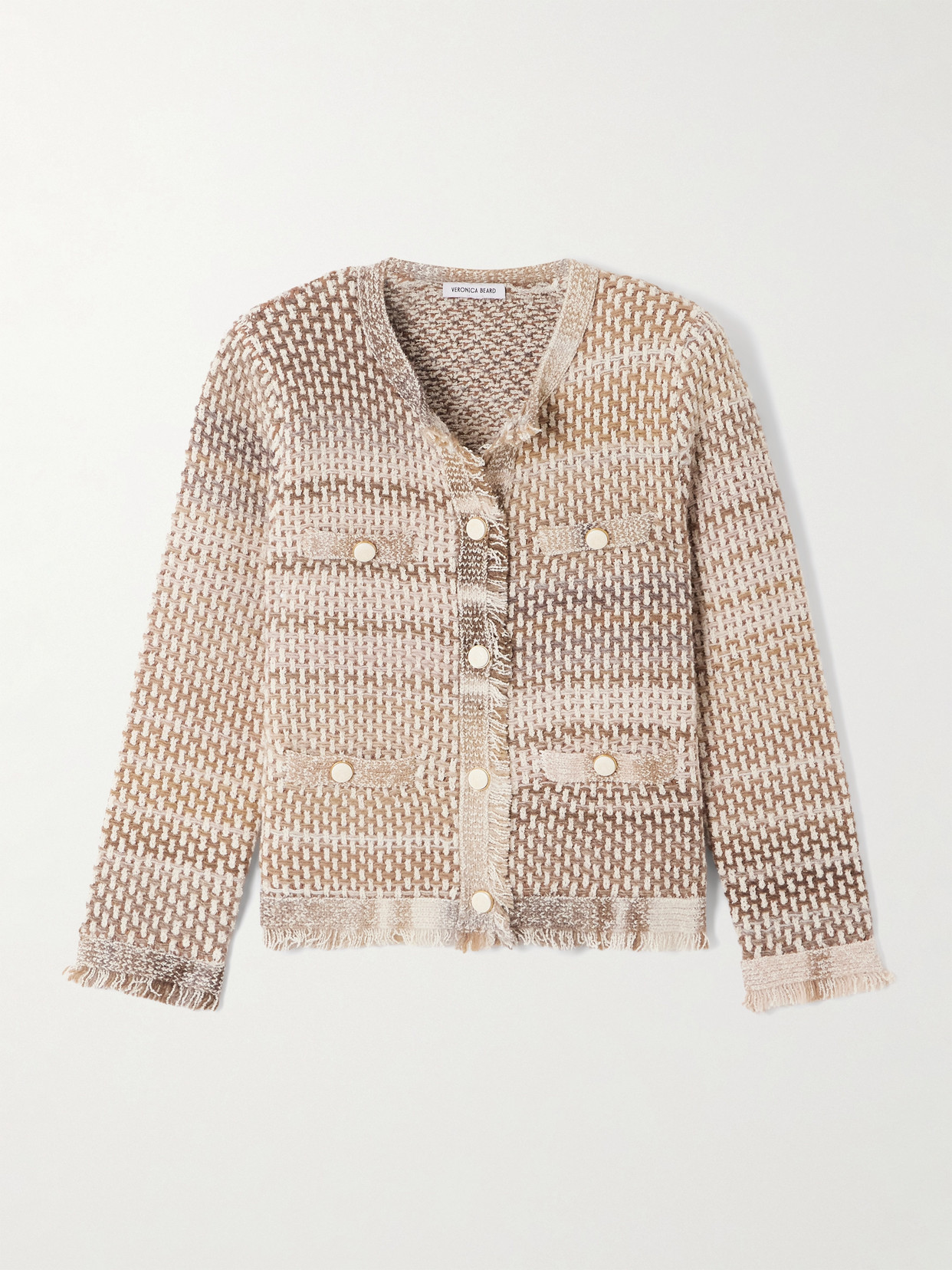 Veronica Beard Womens Desert Khaki Multi Sariyah Fringed-trims Cotton-blend Jacket In Multi