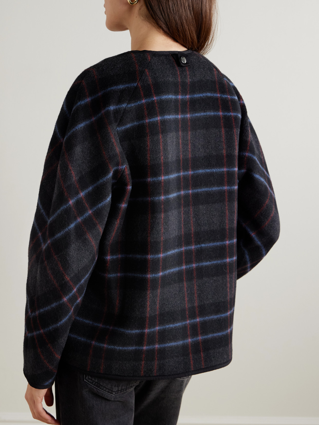 Martine Scarf-Detailed Checked Wool-Blend Jacket