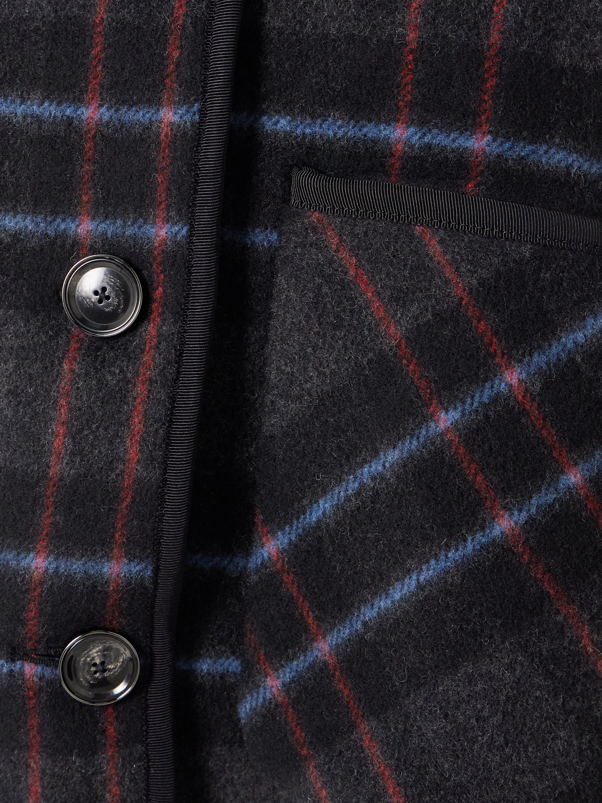 Martine Scarf-Detailed Checked Wool-Blend Jacket