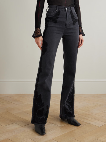 Veronica Beard Crosbie high-rise embroidered wide-leg jeans