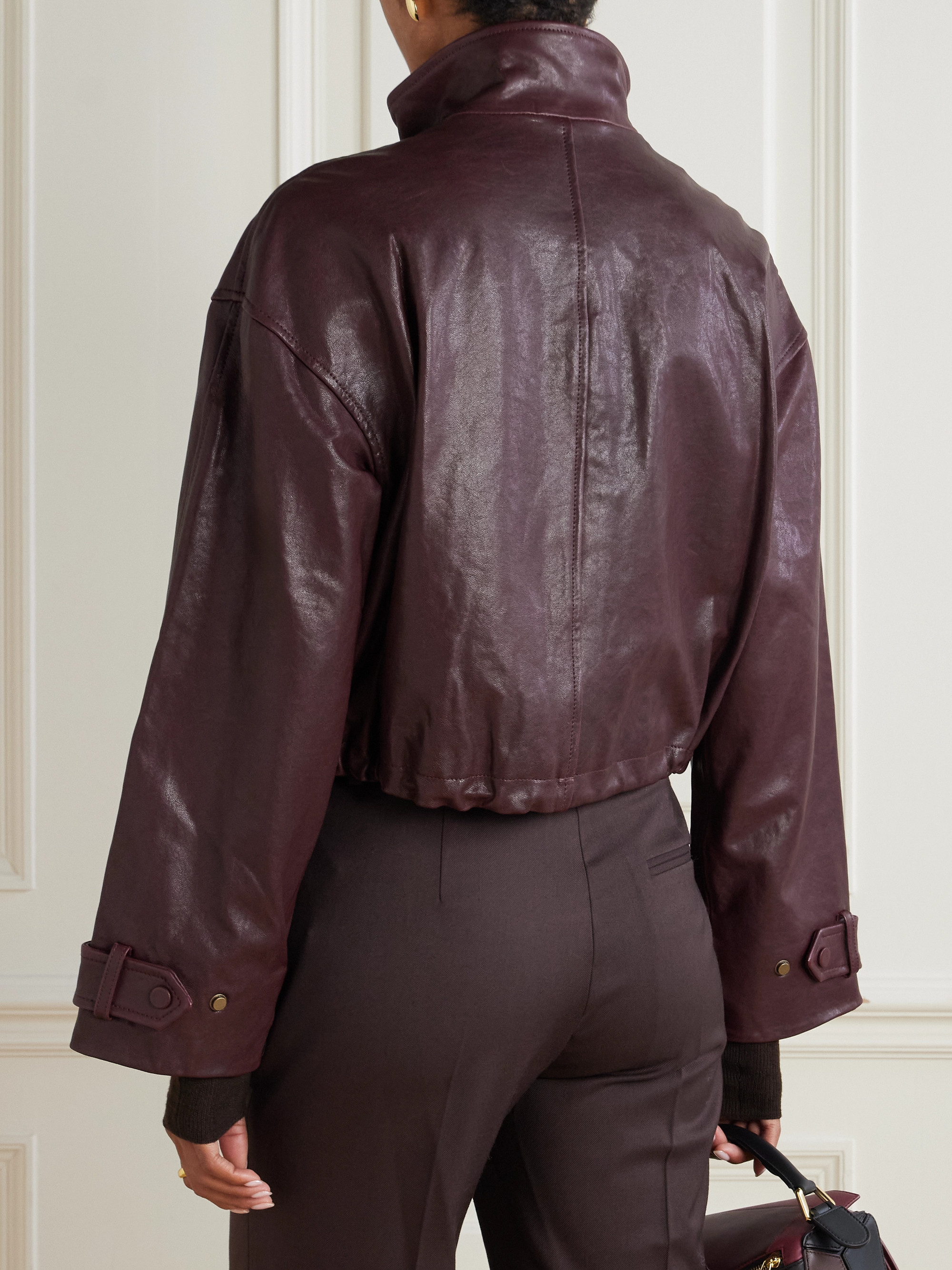 Veronica Beard Bateman cropped leather jacket