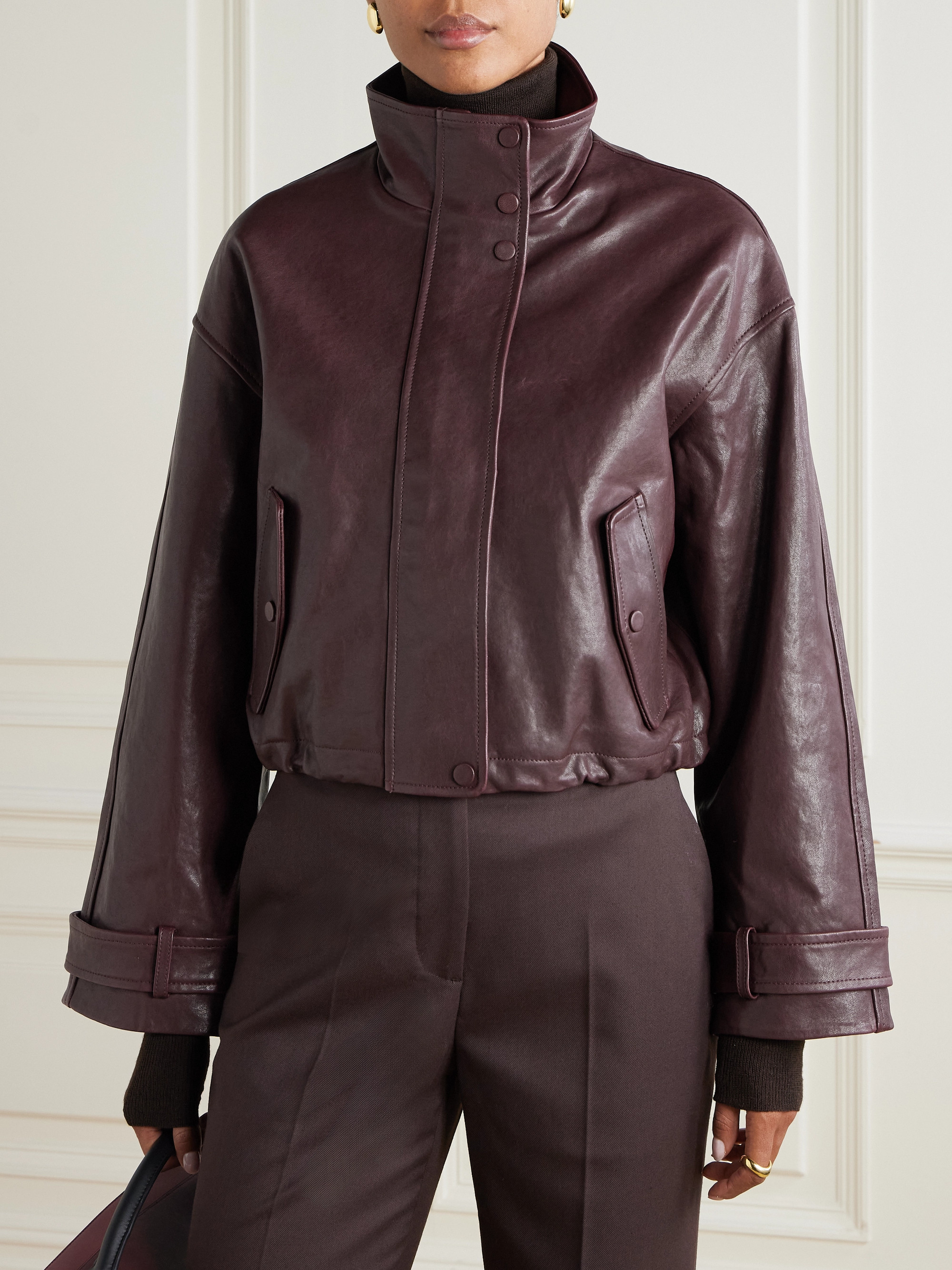 Veronica Beard Bateman cropped leather jacket