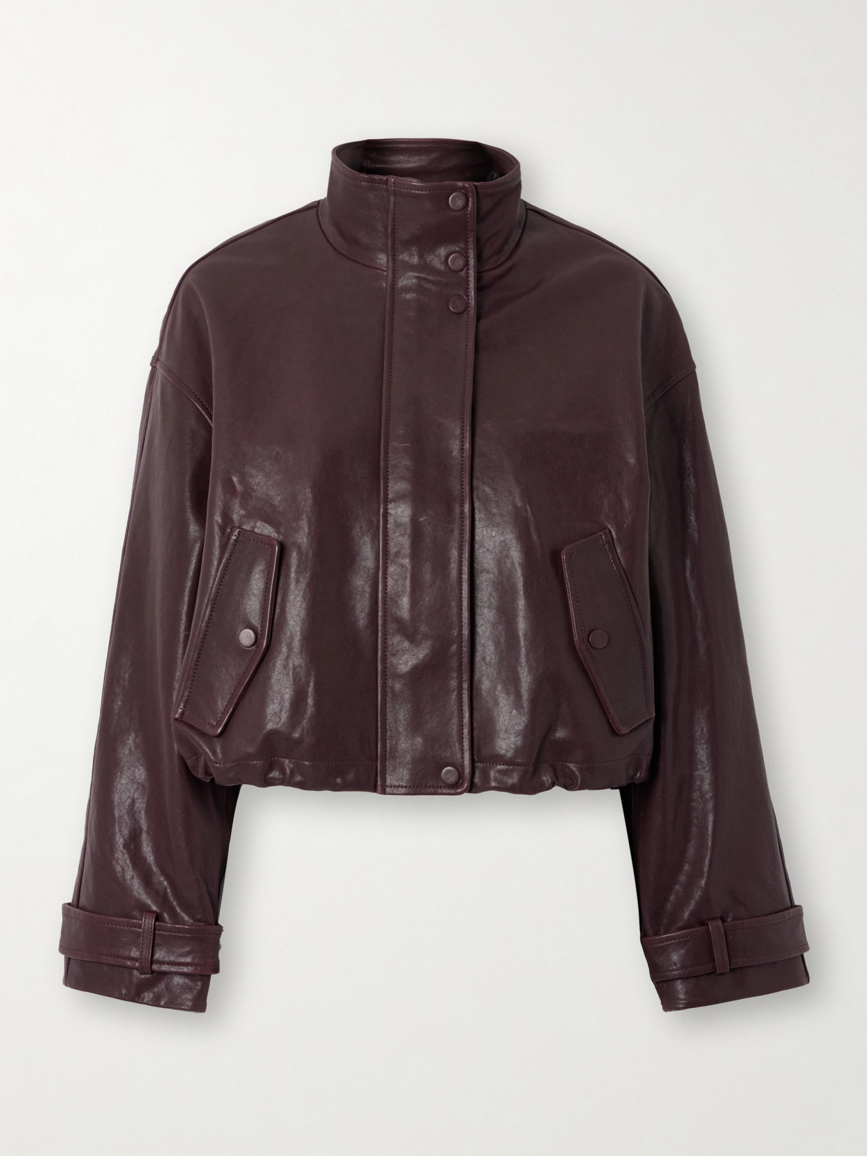 Veronica Beard Bateman Cropped Leather Jacket In Burgundy
