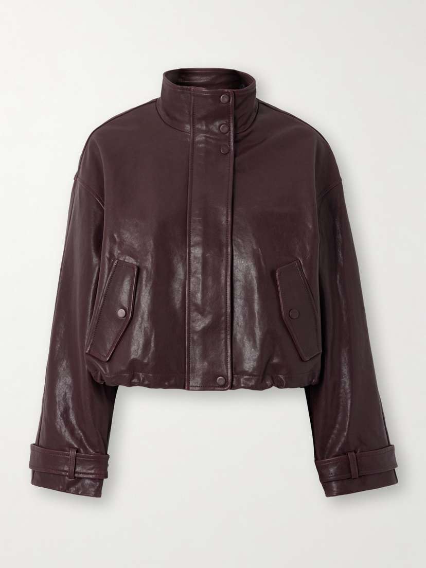 Veronica Beard Bateman Cropped Leather Jacket