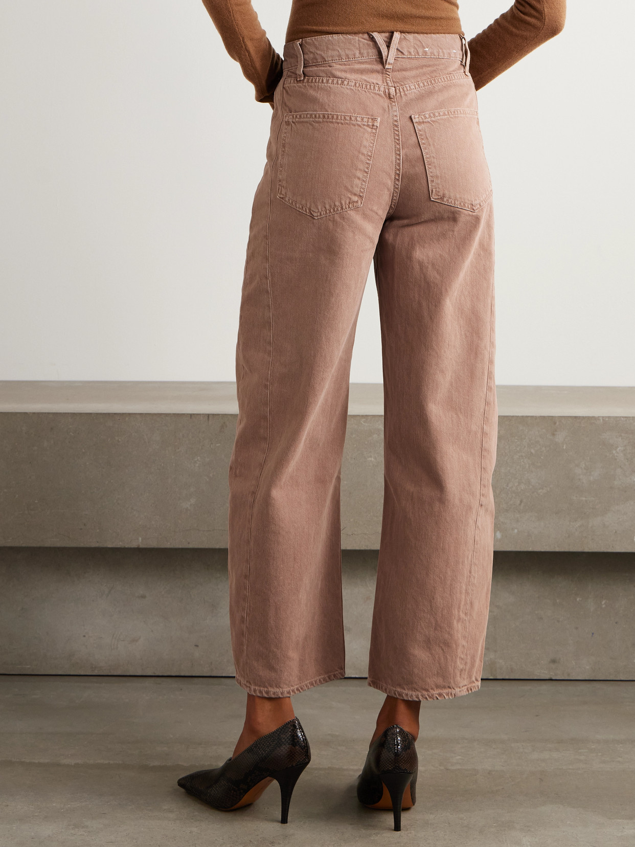 Veronica Beard Ryder Cropped High-rise Barrel-leg Jeans In Brown