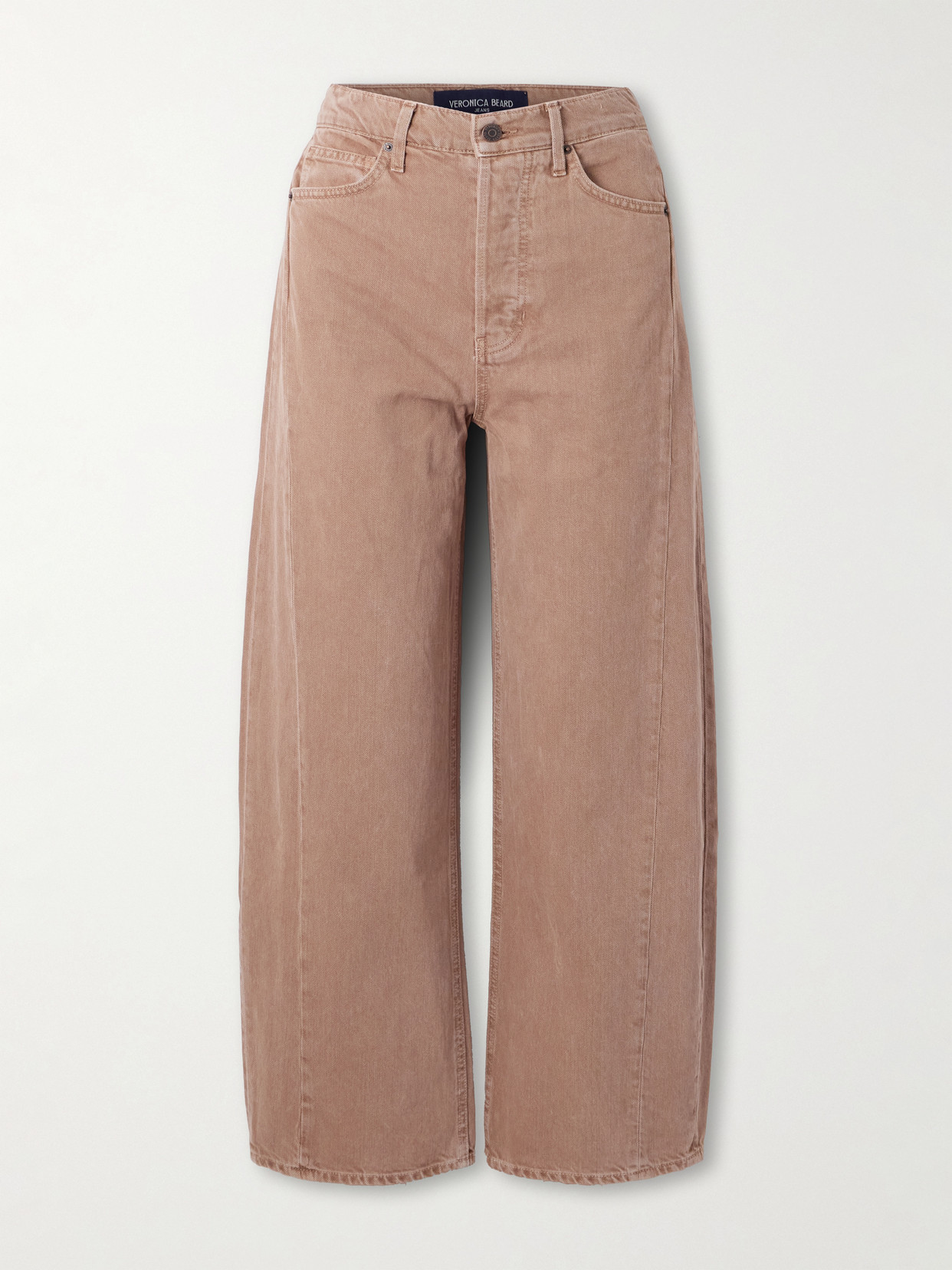 Veronica Beard Ryder Cropped High-rise Barrel-leg Jeans In Brown