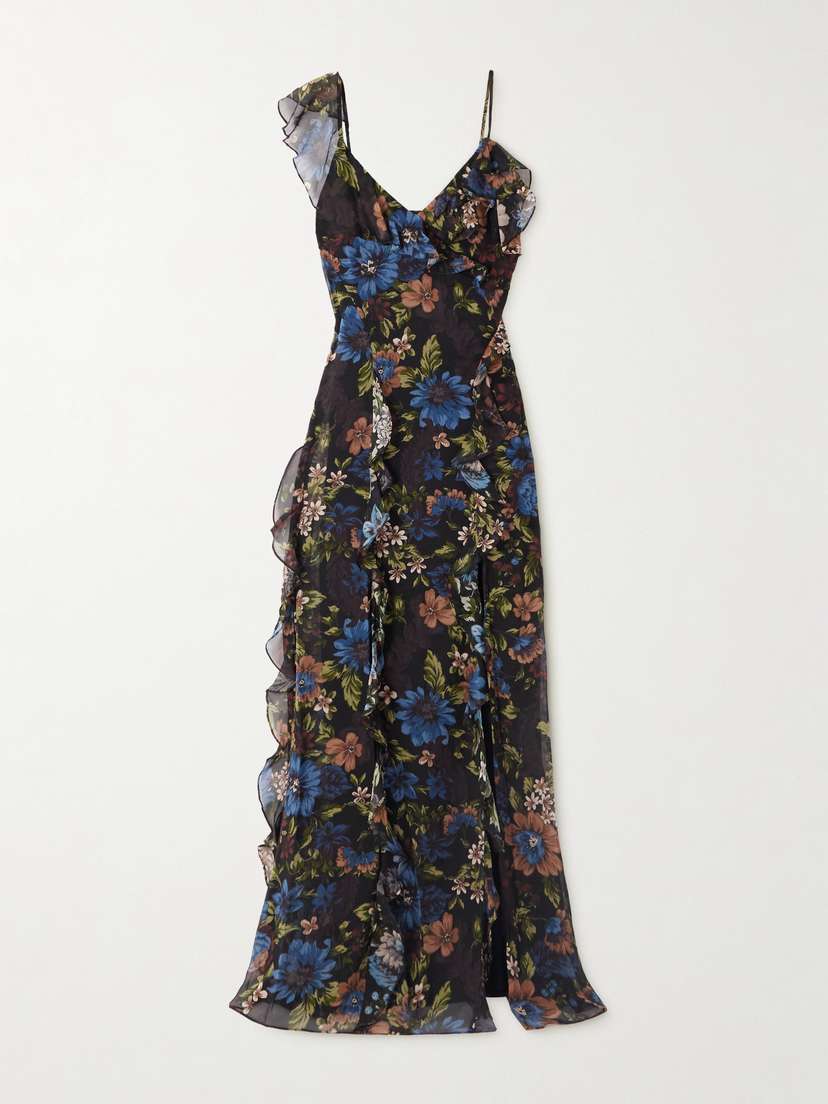 Veronica Beard Madeline Ruffled Floral-print Silk-voile Maxi Dress